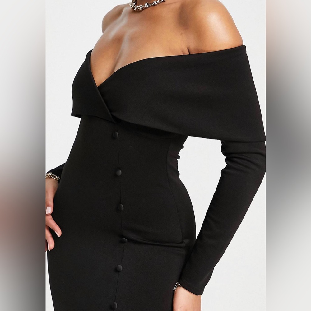 ASOS Design - Sz. 8 - off shoulder black dress